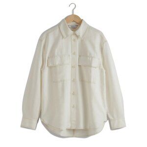 & Other Stories Oversized Topstitch Button Down Shirt Top Off-White | Size Small